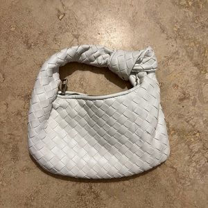 Faux leather knitted handbag